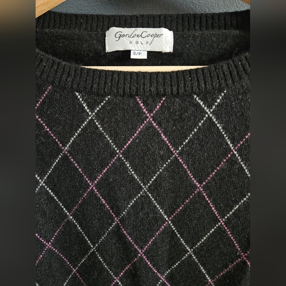 Womens Gordon Cooper Golf Argyle Wool & Cashmere Sweater – Size S – Black - Picture 2 of 5
